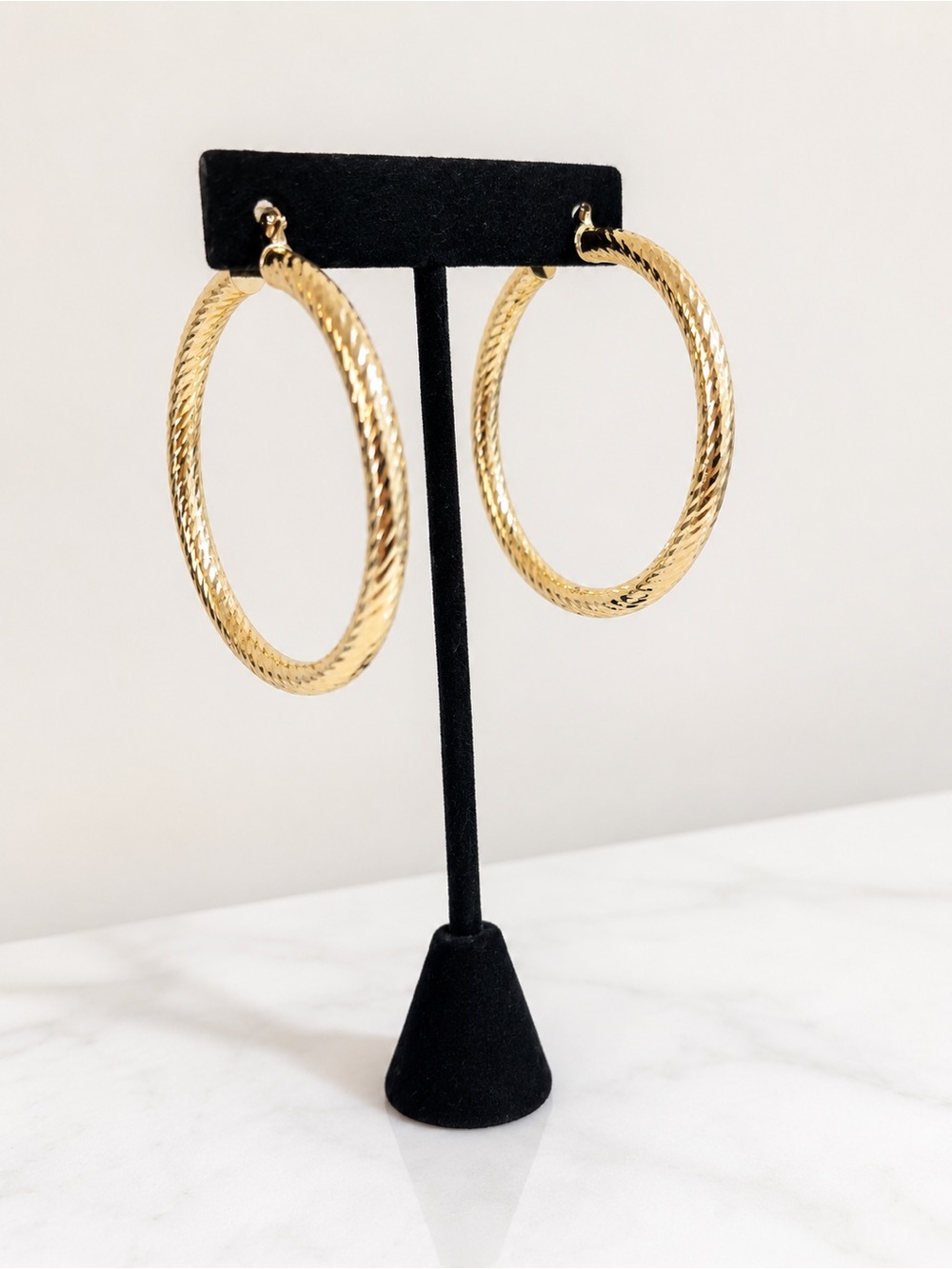 Gold Filled Textured Hoop 2in Earrings | Large Statement Hoops